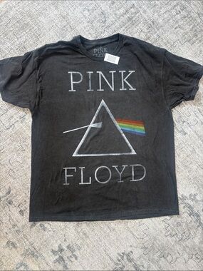 Pink Floyd Black Tee with Prism Rainbow Graphic